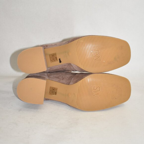 $700 STUART WEITZMAN Flareblock 60MM Suede Booties SQUARE TAUPE SOCK 11.5 (PB22) - Picture 7 of 8